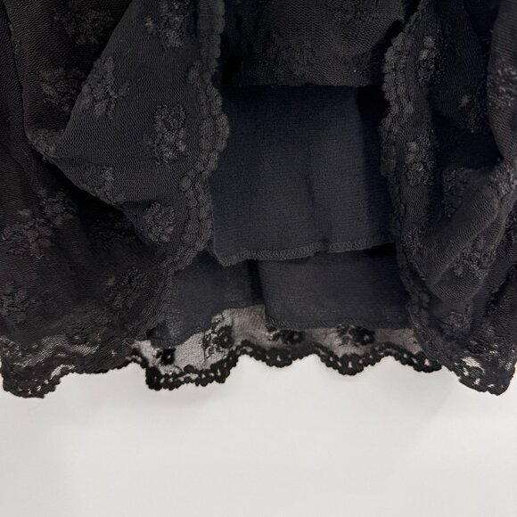 Vtg Karen Kane Black Lace Babydoll Top‎ Womens XL Scalloped Hem Spaghetti Straps - Picture 7 of 8